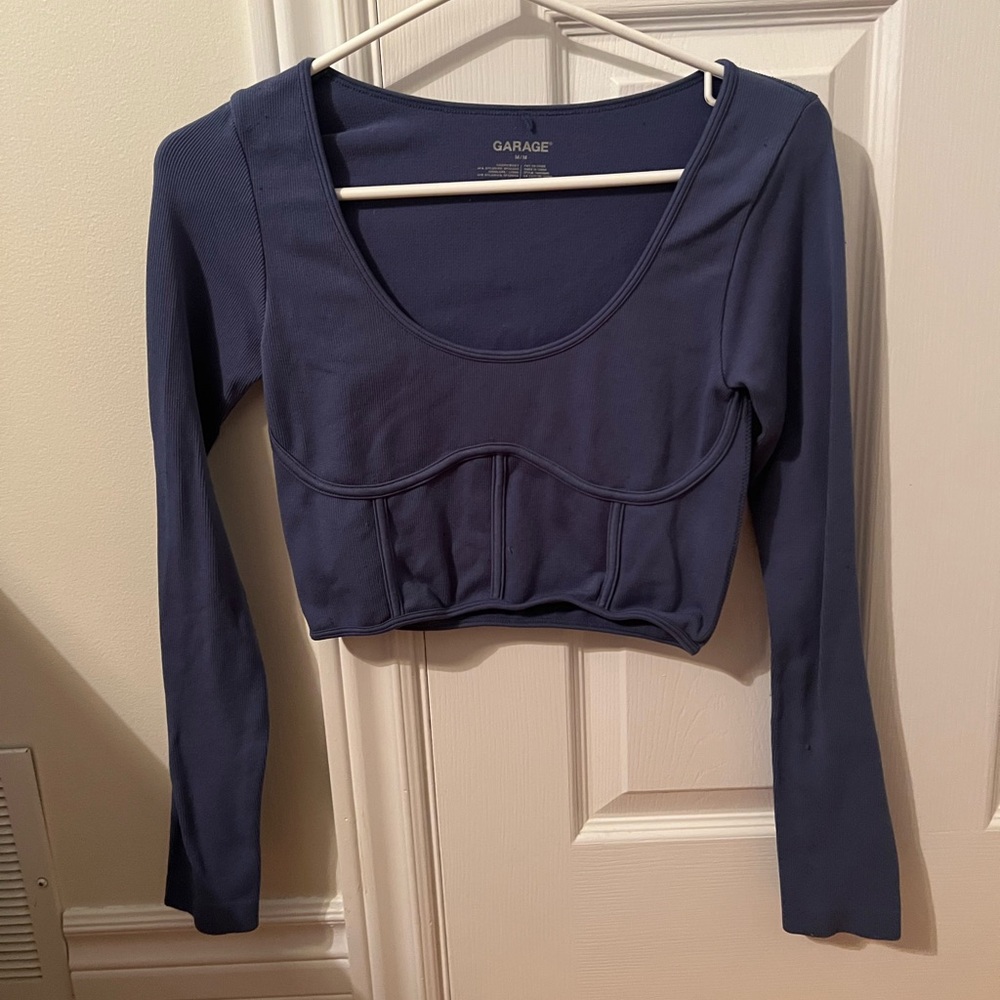 Garage Women's Navy Long Sleeve Top.